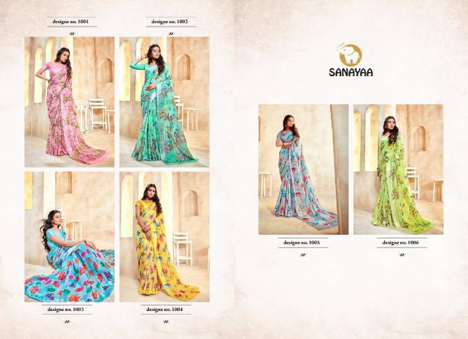Sanayaa Amelia Latest Fancy Designer silk Casual Wear Linen Printed Saree Collection
